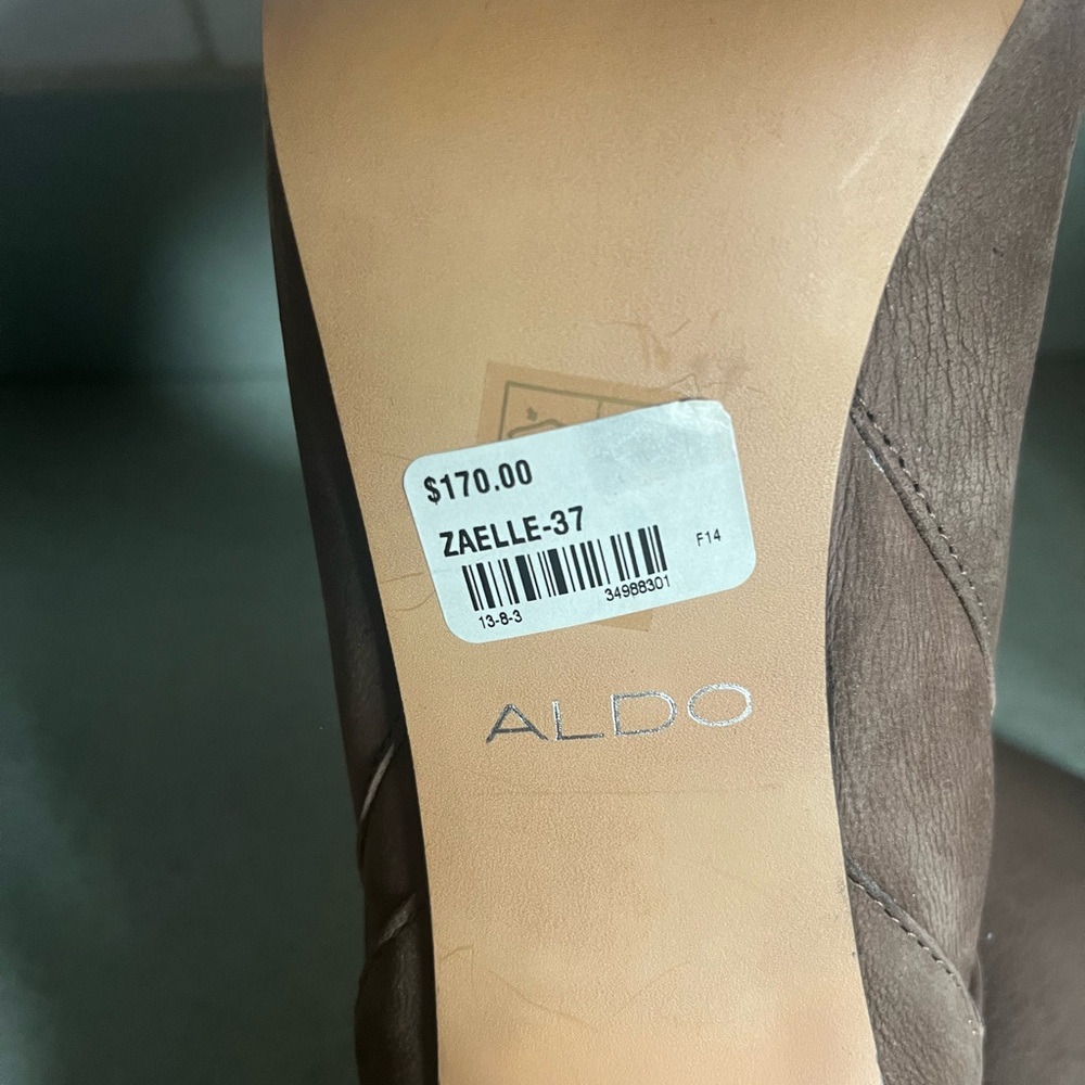 Aldo Brown Heeled Boots with Faux Fur Trim - Picture 8 of 8